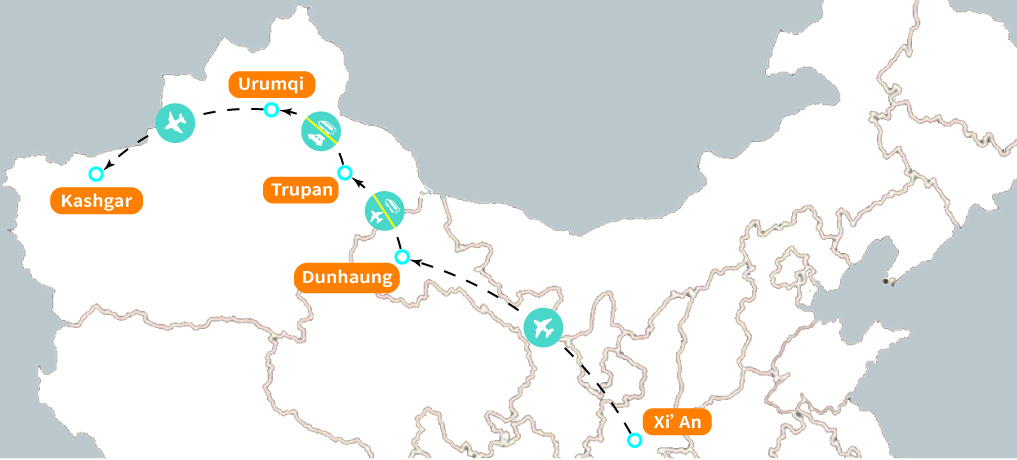 Silk Road Adventure 10-Days Tour Map