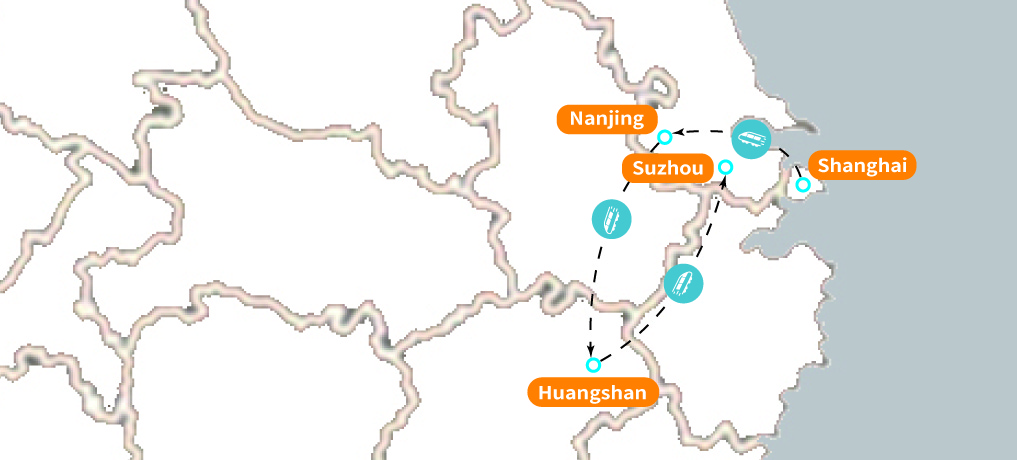 Water town & Mount Huang Tour Map
