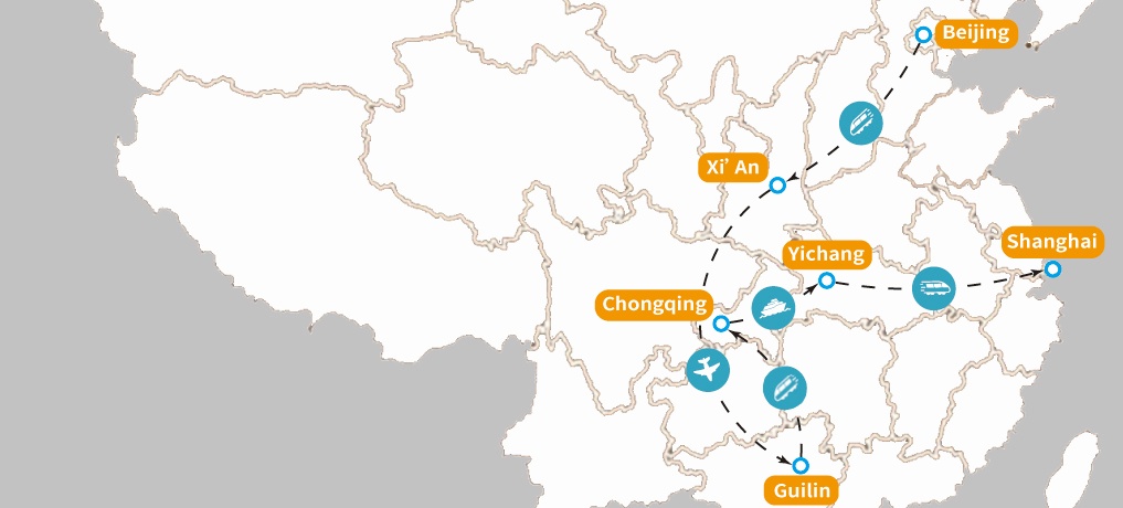 China Highlights Tour Map
