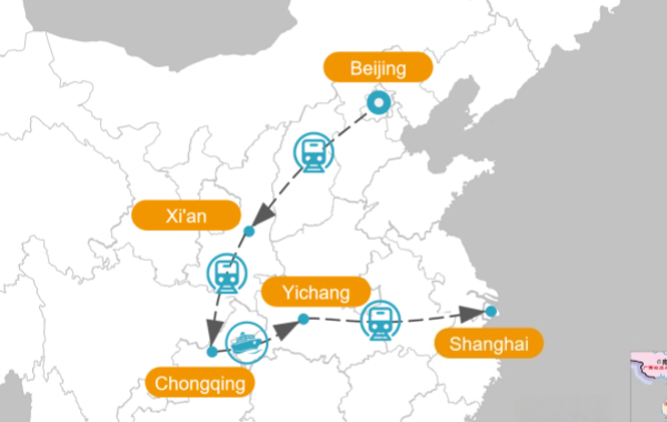12 Days Yangtze River Classic Group Tour Map